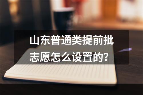 山东普通类提前批志愿怎么设置的？